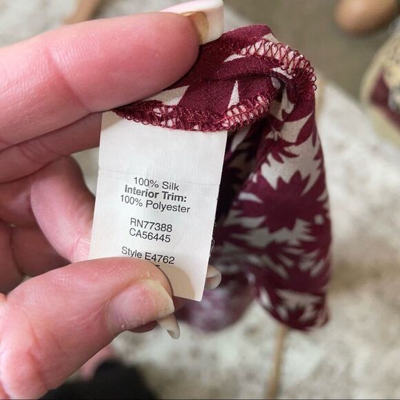 Madewell top/blouse 100% Silk Floral Canal Tank Pressed Flower Sz M Red/blue - Picture 7 of 10